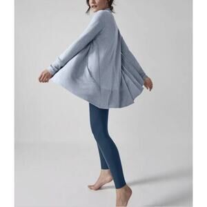 Athleta Nirvana Pranayama Wrap Cardigan Blue Star Heather Petite Medium